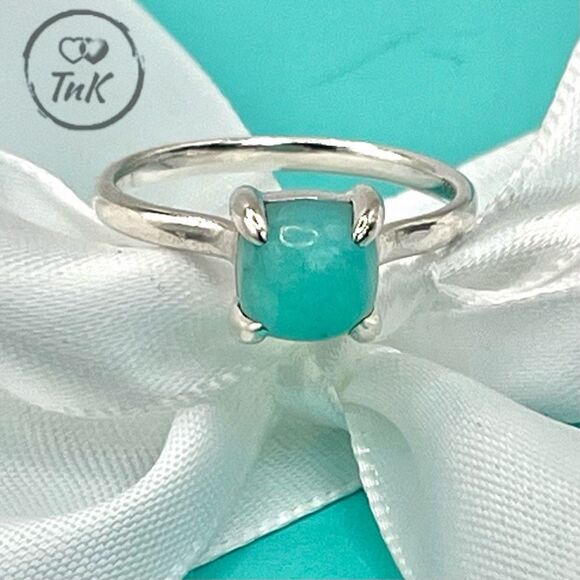 Tiffany & Co. Retired Paloma Picasso's Sugar Stack Amazonite Ring -Sz 6.5 - Picture 2 of 16